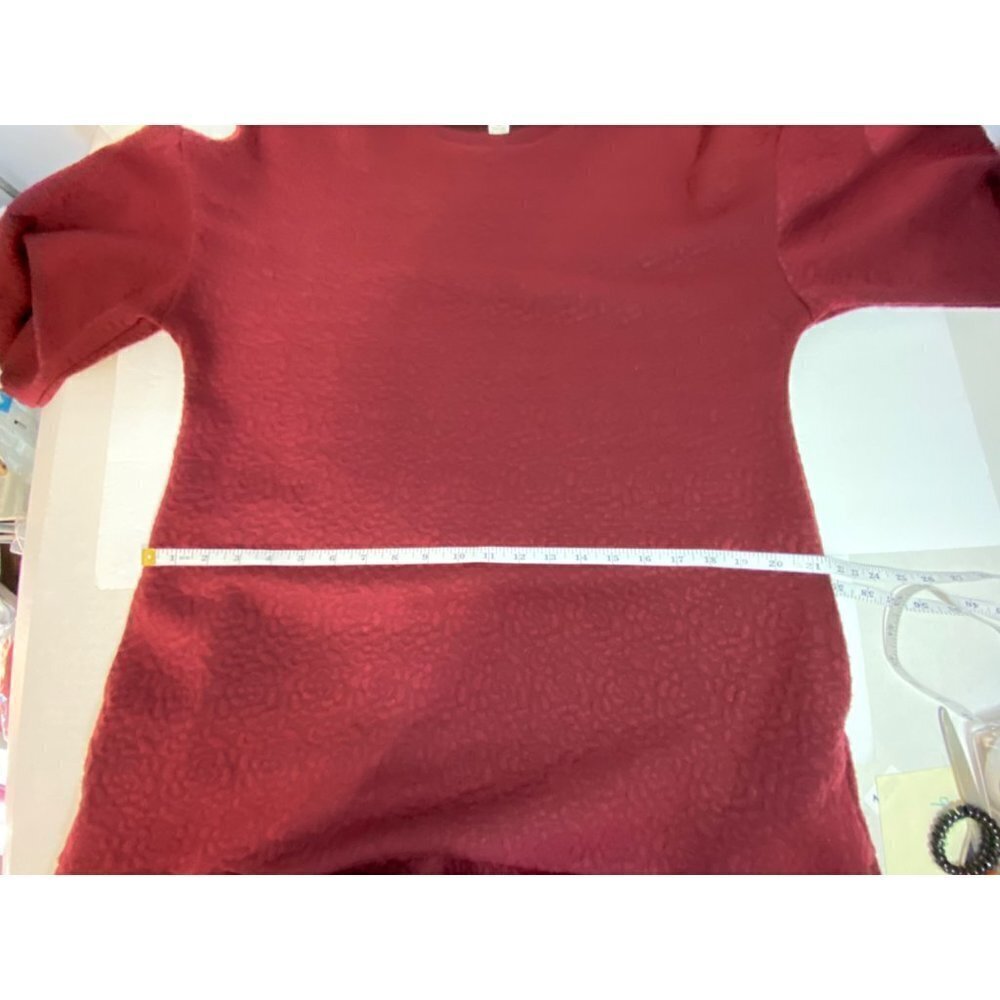 Mare Mare x Anthropologie Odila Burgundy Tunic Dress Puff Sleeves Women's Medium - Picture 8 of 12